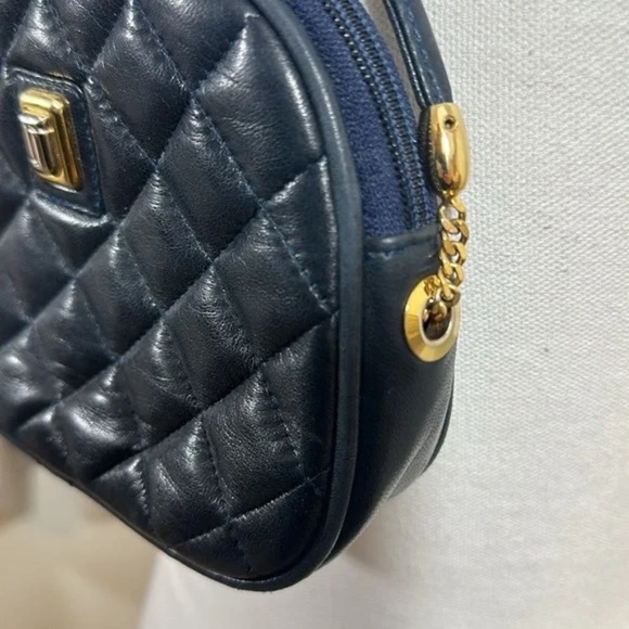 Judith Leiber Small Classic Navy Quilted Leather Crossbody Bag - Picture 3 of 11